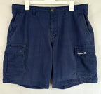 Hurley 9” Cargo Pockets Workwear Shorts Mens 36 Navy Blue Casual Y2K