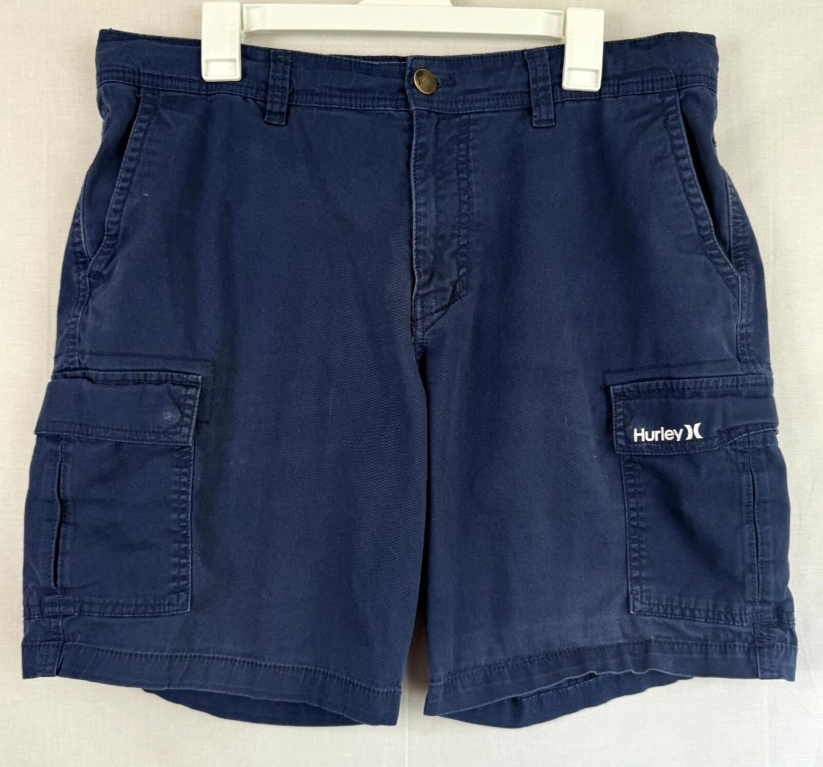 Hurley 9” Cargo Pockets Workwear Shorts Mens 36 Navy Blue Casual Y2K