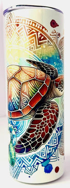 20 oz Hawaiian Sea Turtle Stainless Steel Tumbler with Lid, Straw