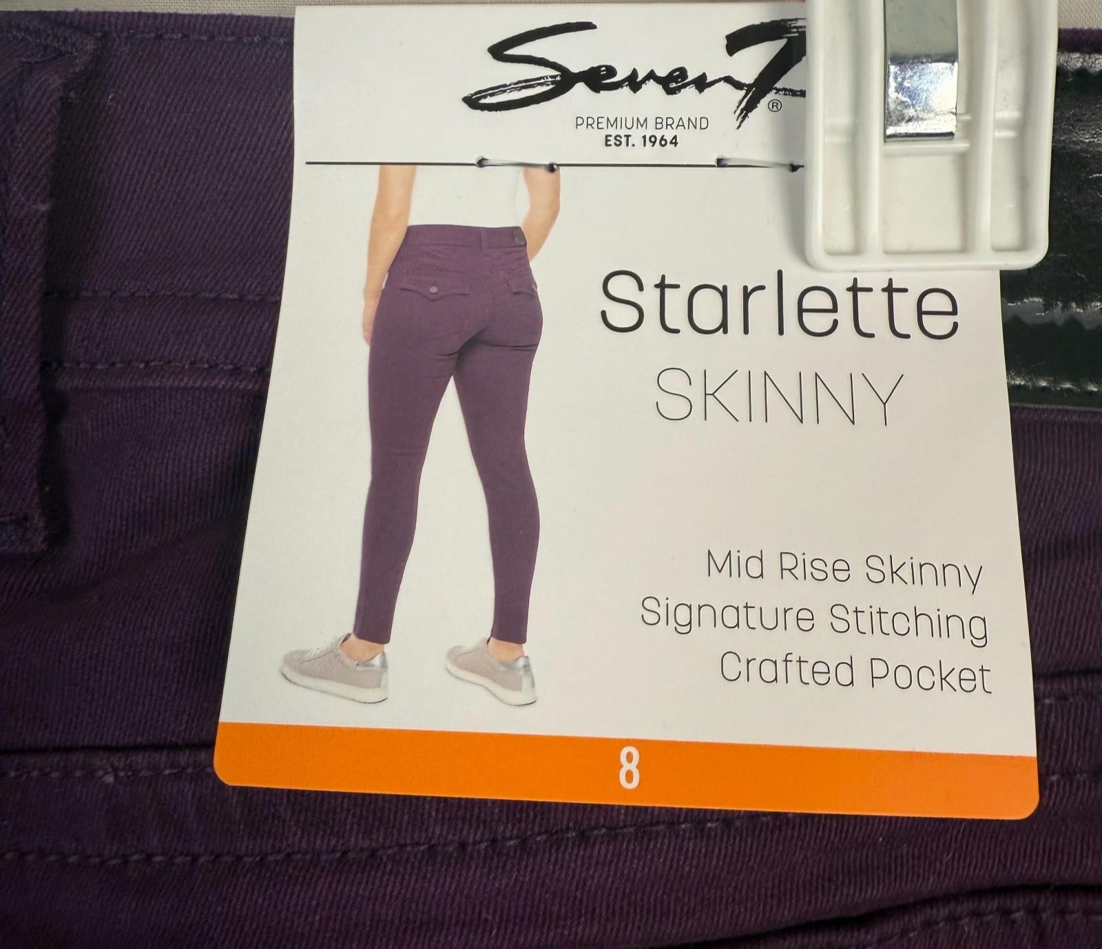 *NWT* Seven 7 “STARLETTE SKINNY”  Womens Jeans Sz 8 Signature Stitch Pockets