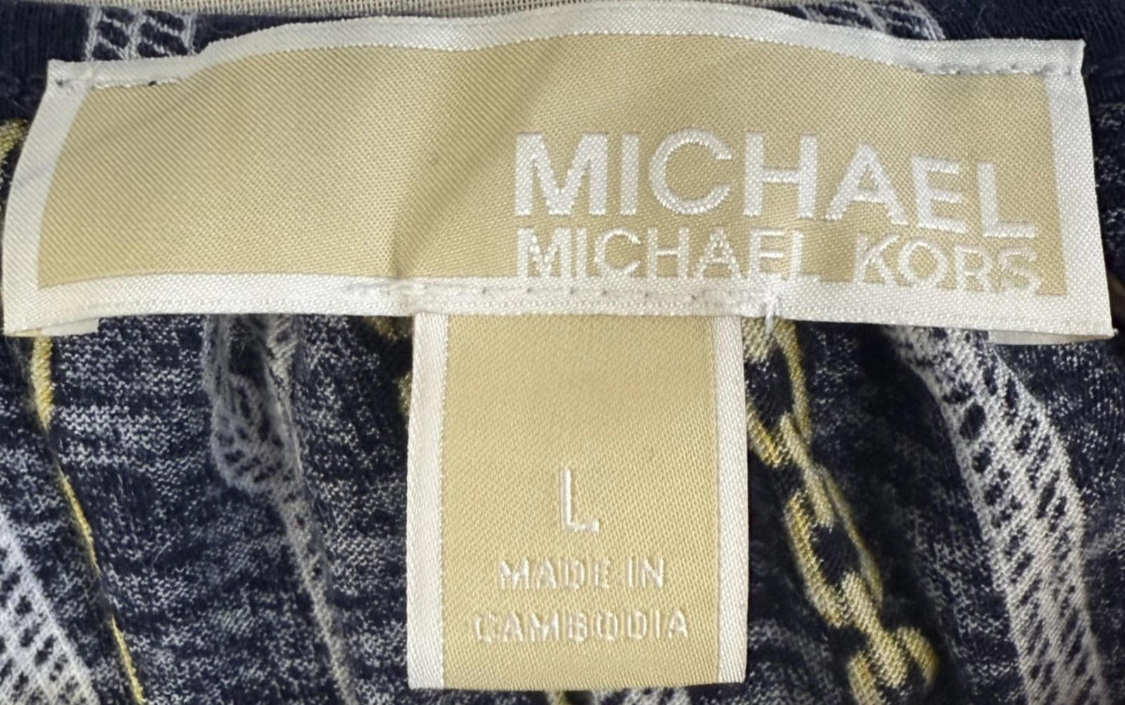 Michael Kors Nautical Blouse Top Womens Size Large Rope And Chain Blue & Gold