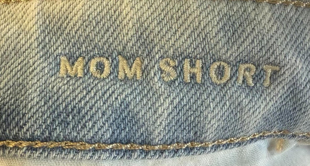 American Eagle Womens Shorts Sz 8 Blue Distressed Cuffed Mom Stretch 2 Tone