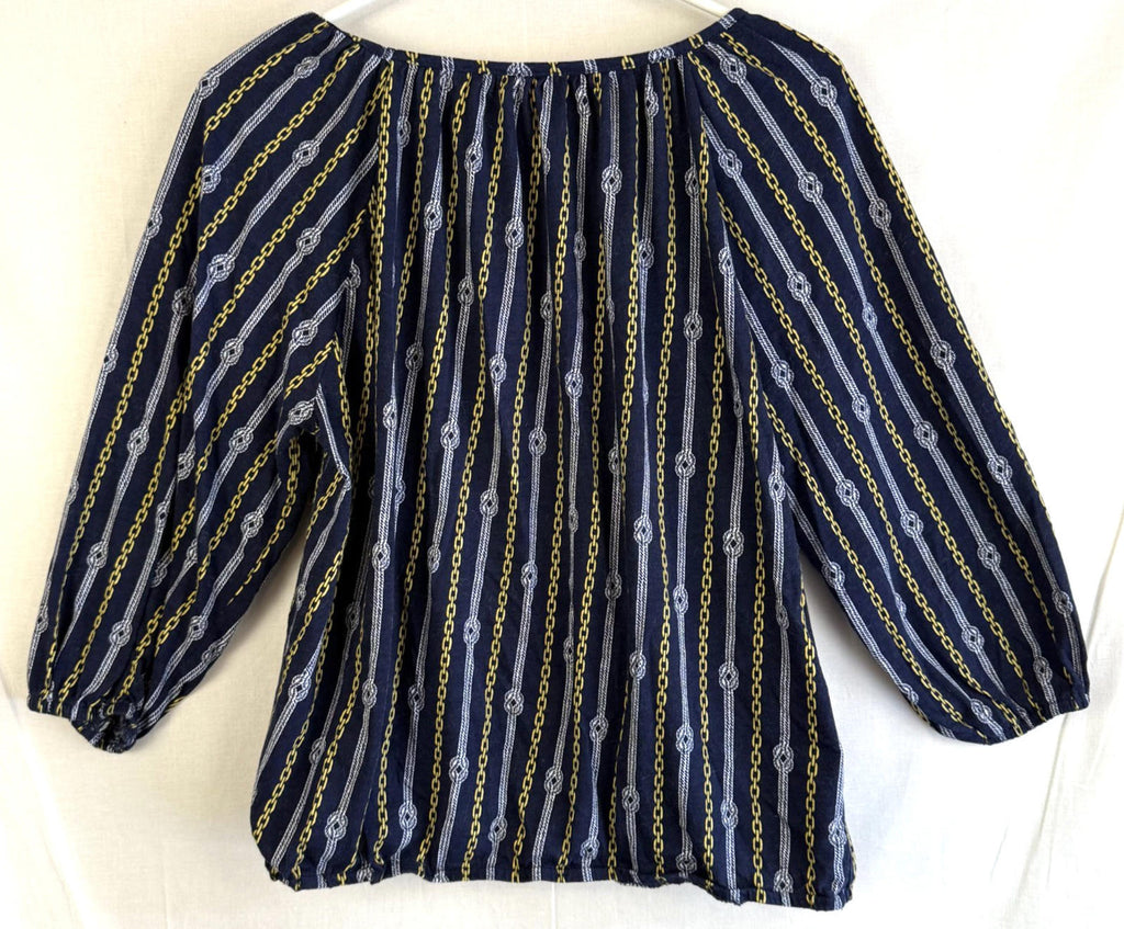 Michael Kors Nautical Blouse Top Womens Size Large Rope And Chain Blue & Gold