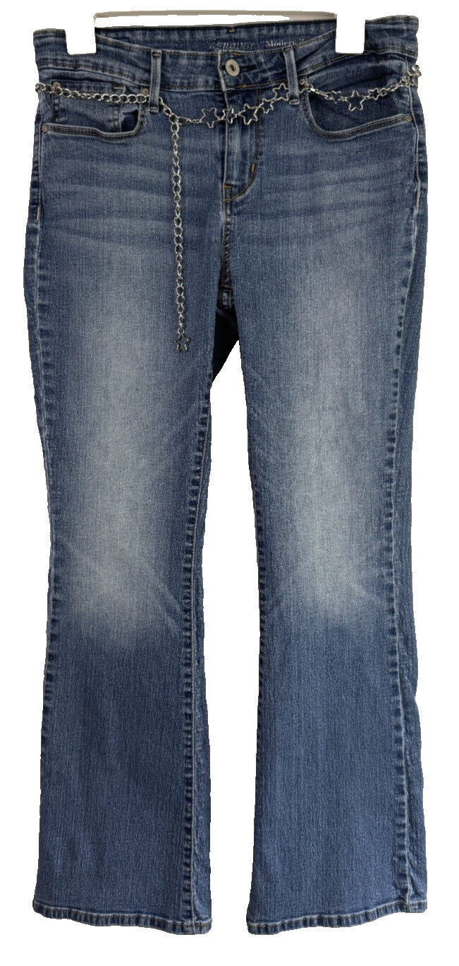 Signature by Levi Strauss Boot Cut Jeans Womens 12S Blue Low Rise Star Belt