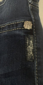 Silver Jeans Suki Mid Super Stretch Womens 34x31 Dark Wash Denim 9” Rise