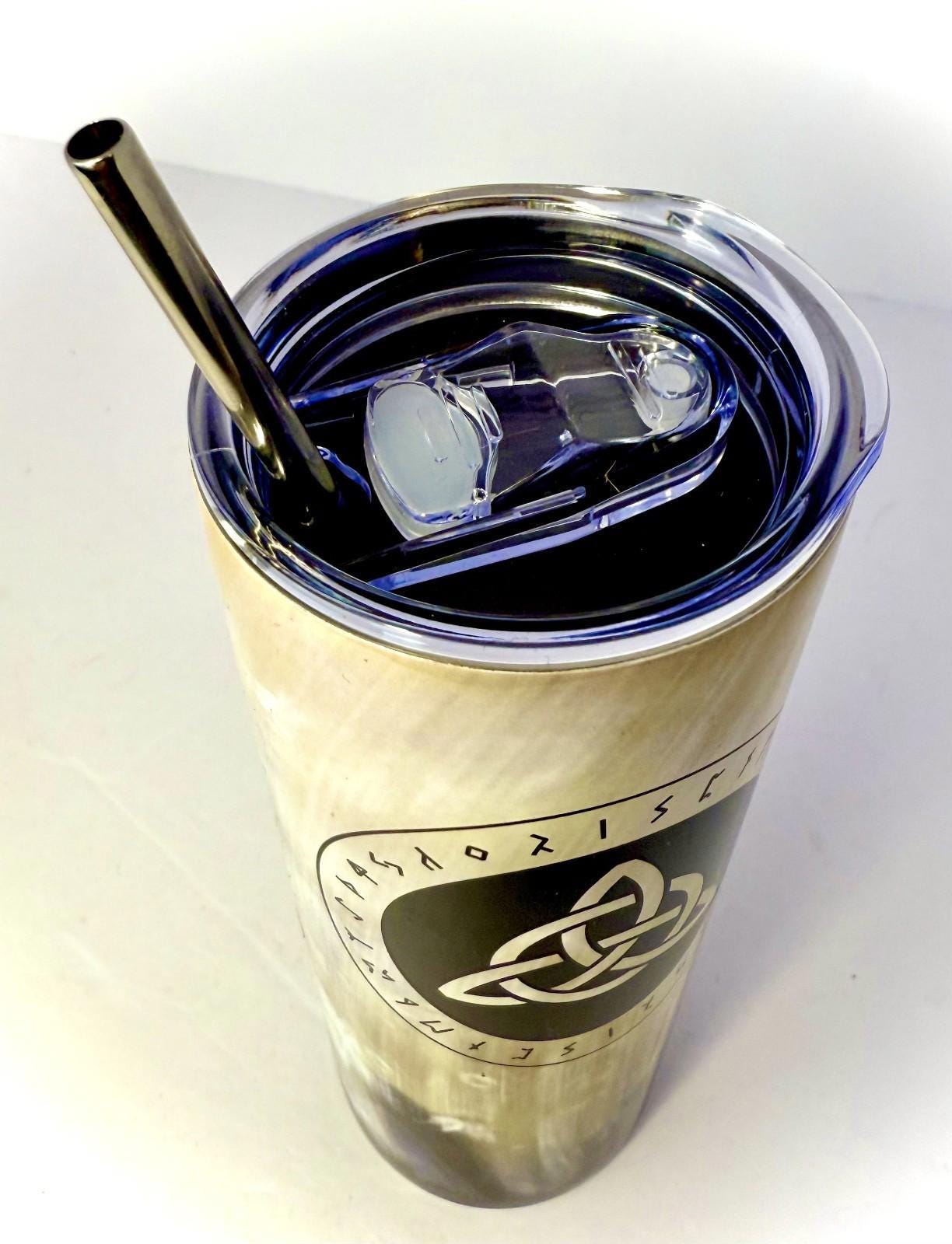 20 oz Viking Horn Stainless Steel Tumbler with Lid, Straw