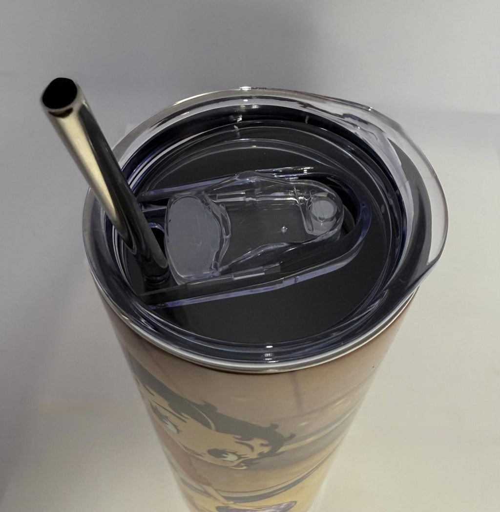 20 oz Betty Boop Bowling Stainless Steel Tumbler with Lid, Straw
