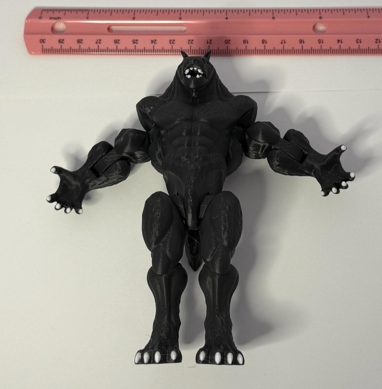 3D Printed Werewolf ~ PLA ~ Black ~ Movable Arms and Legs ~ 6 Inch