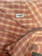 Eddie Bauer Shirt Men's L Orange Red Plaid Short Sleeve Button Up Relaxed Fit