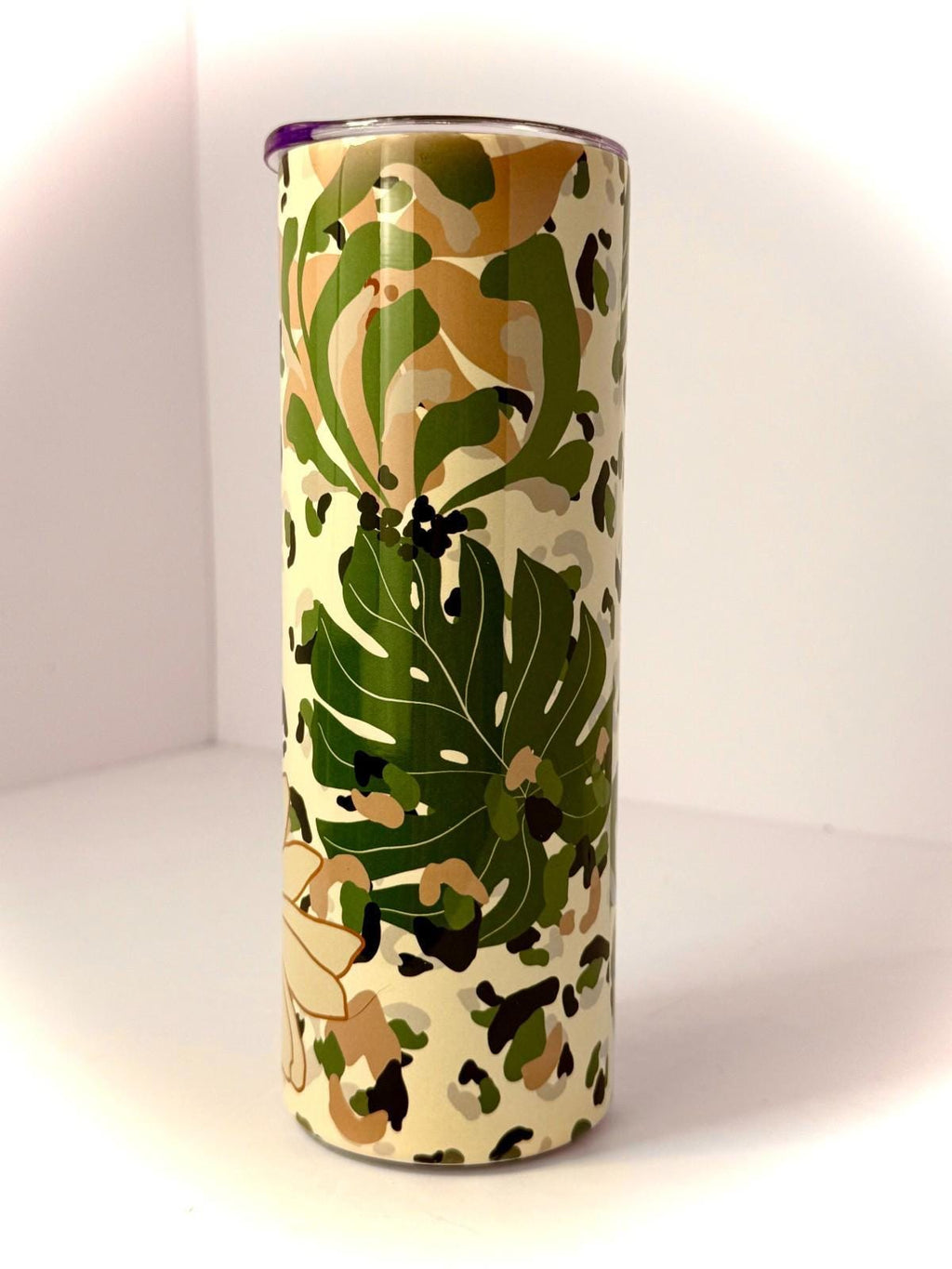 20 oz Flowers Stainless Steel Tumbler with Lid, Straw