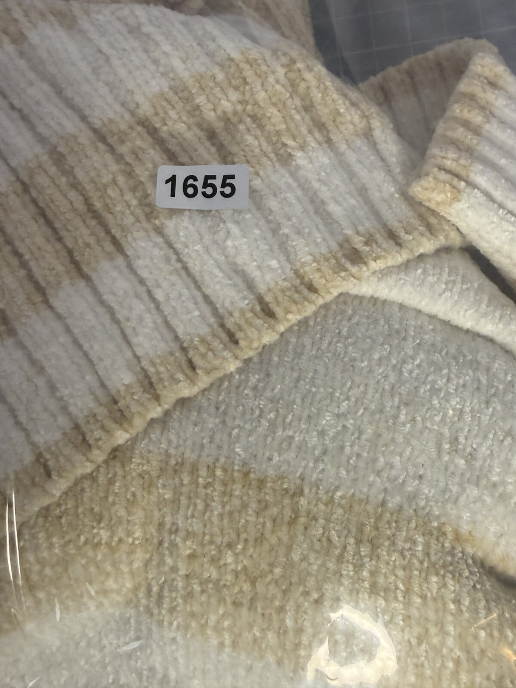 Calvin Klein Striped Turtleneck Sweater Womens XS Tan White Knit - Soft and Cozy