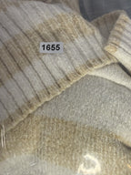 Calvin Klein Striped Turtleneck Sweater Womens XS Tan White Knit - Soft and Cozy