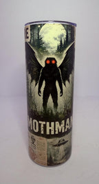 20 oz Mothman Stainless Steel Tumbler with Lid, Straw - Cryptid