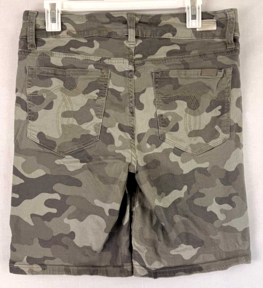 Seven 7 Shorts Womens Sz 12 Tummyless Bermuda Camo Denim Stretch Trendy Casual