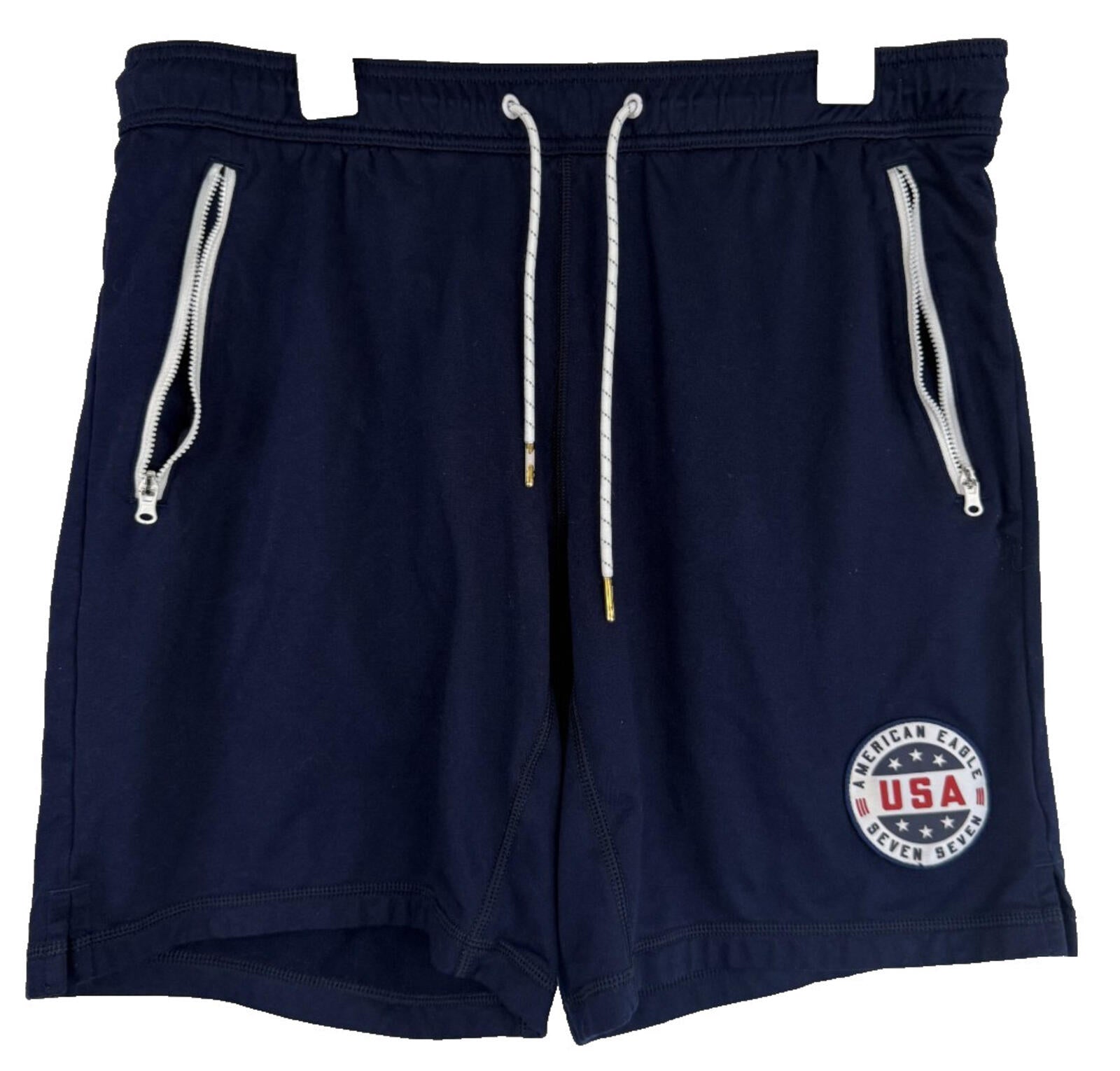 American Eagle Mens Basketball Shorts USA Sz Large Zipper Pockets Drawstring