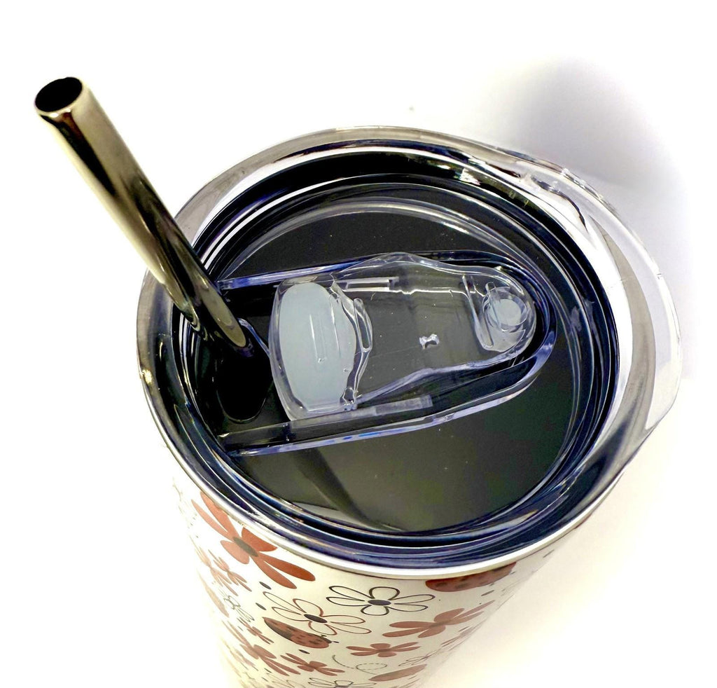 20 oz LadyBug Stainless Steel Tumbler with Lid, Straw