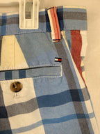 Tommy Hilfiger Shorts Mens Multicolor Plaid Flat Front Chino Size 32
