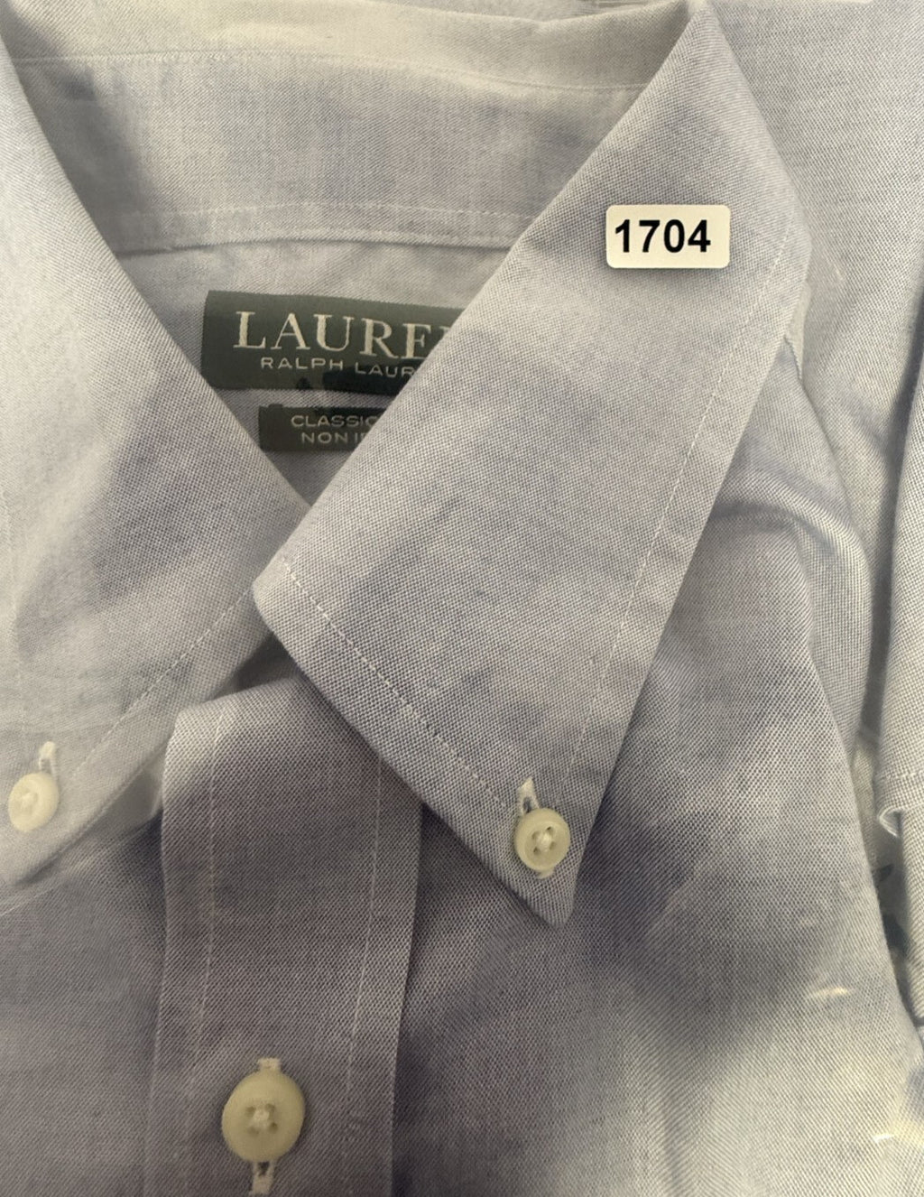 Lauren Ralph Lauren Button Down Mens 15.5 34/35 Blue Classic Fit Non Iron Shirt