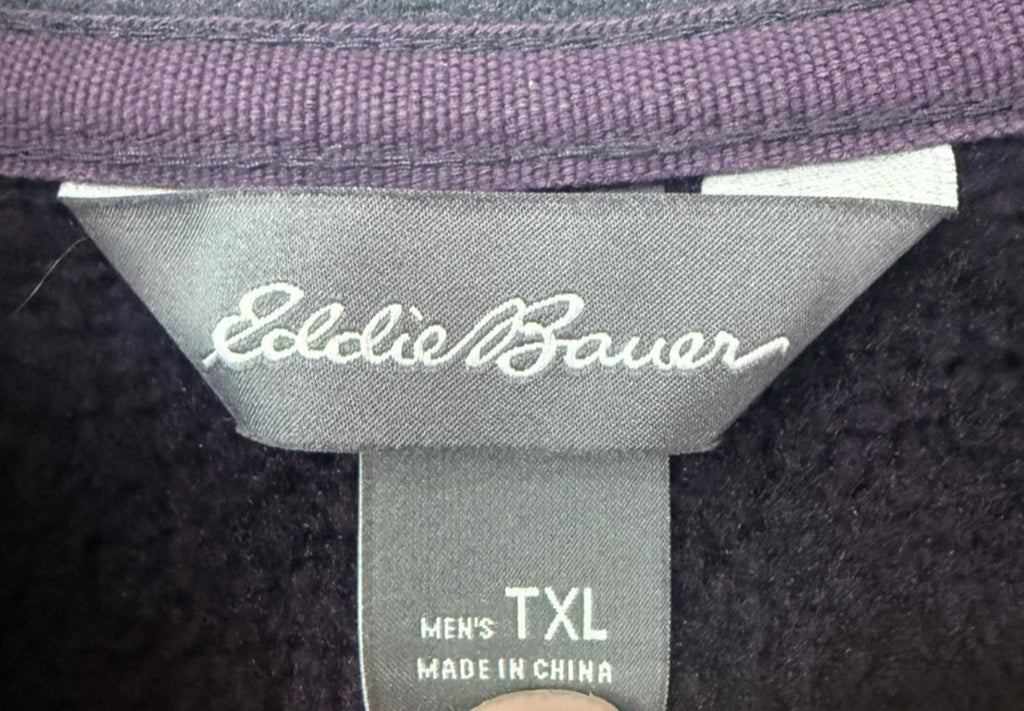 Eddie Bauer Sweater Men TXL Burgundy 1/4 Zip Hiking Fleece Outdoors Pullover