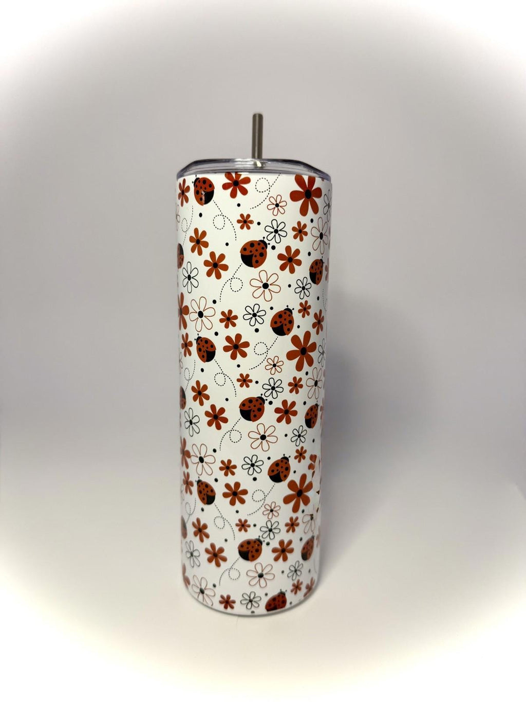 20 oz LadyBug Stainless Steel Tumbler with Lid, Straw