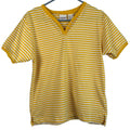 BOBBIE BROOKS Womens Shirt~Yellow & White Stripe~V-Neck~Short Sleeve Size Small