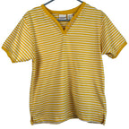 BOBBIE BROOKS Womens Shirt~Yellow & White Stripe~V-Neck~Short Sleeve Size Small