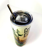 20 oz Get Out and Explore Stainless Steel Tumbler with Lid, Straw