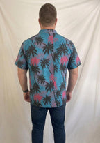 Retro Rifle Men’s 3xl Button Up Shirt High Crown Palm Tree Vice City GTA Style