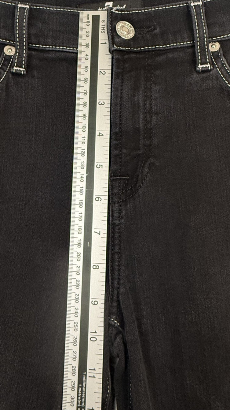 7 For All Mankind Black Contrast Stitch Straight Leg Jeans Women's Size 29