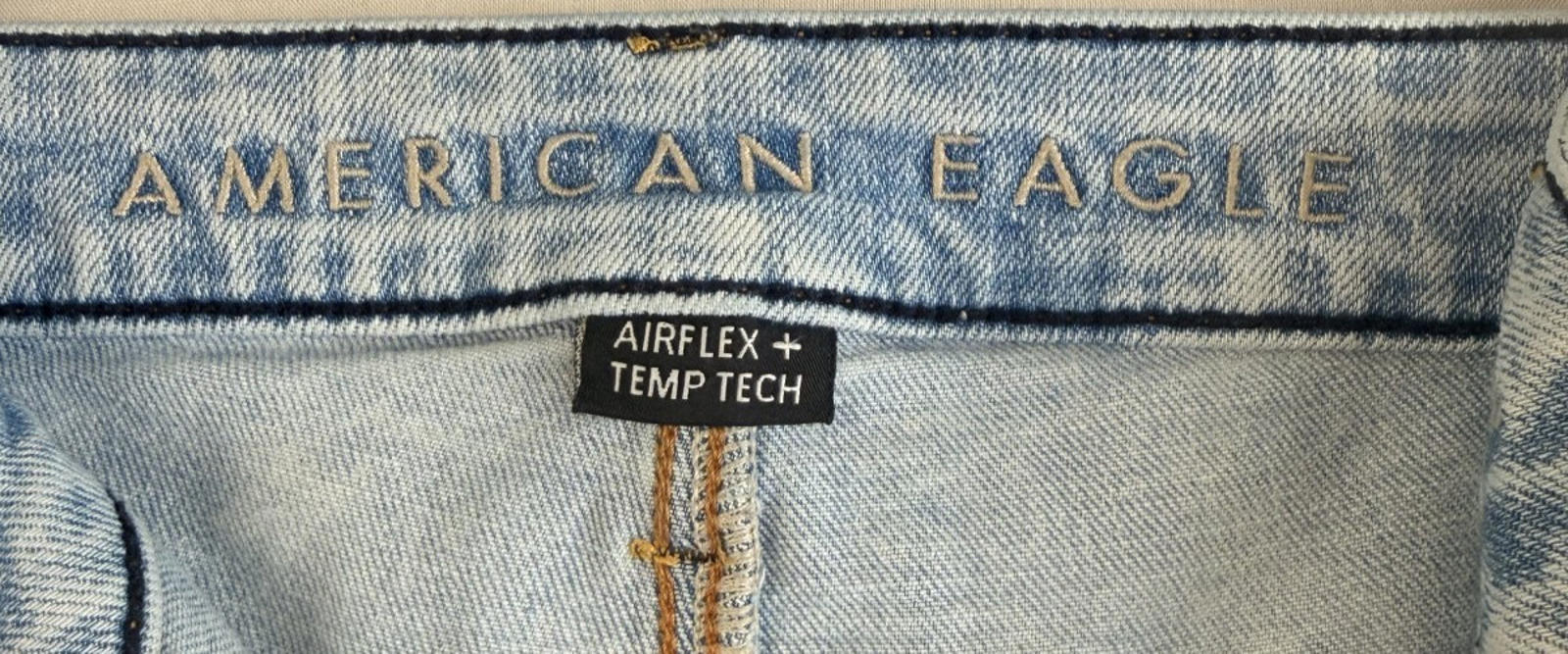 American Eagle 36x32 Athletic Skinny Jeans Airflex TempTech Distressed Acid Wash