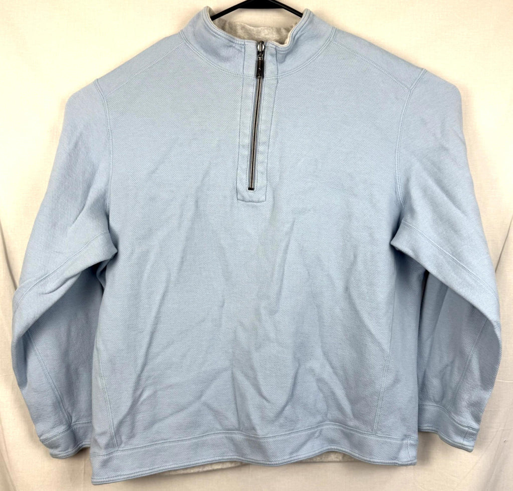 Tommy Bahama Sweater Womens L Long Sleeve Pullover 1/4 Zip Casual Light Blue
