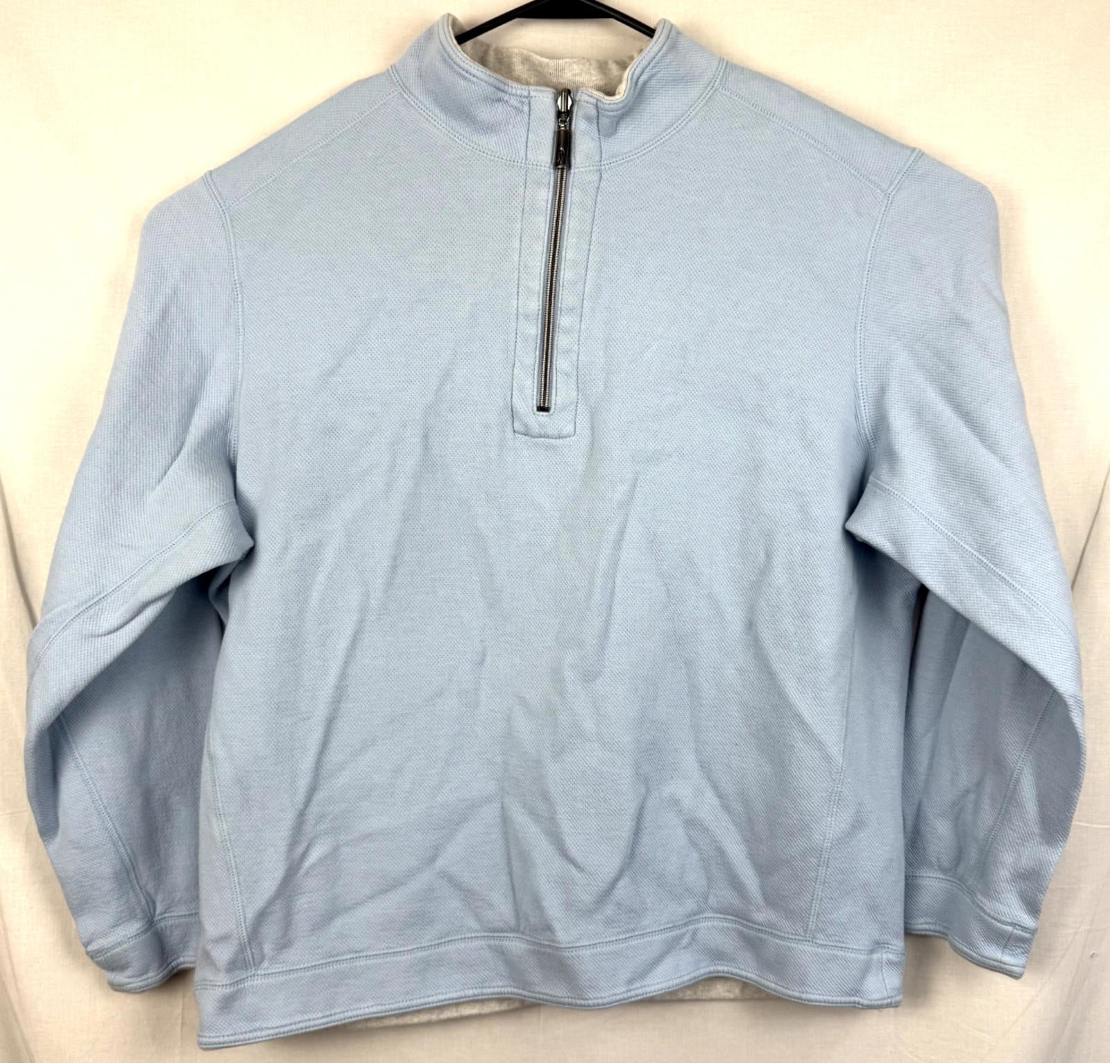 Tommy Bahama Sweater Womens L Long Sleeve Pullover 1/4 Zip Casual Light Blue