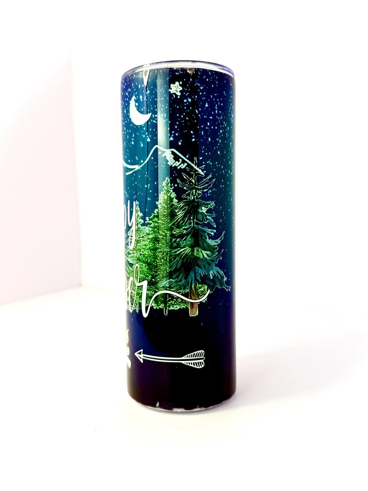 20 oz Happy Camper Stainless Steel Tumbler with Lid, Straw