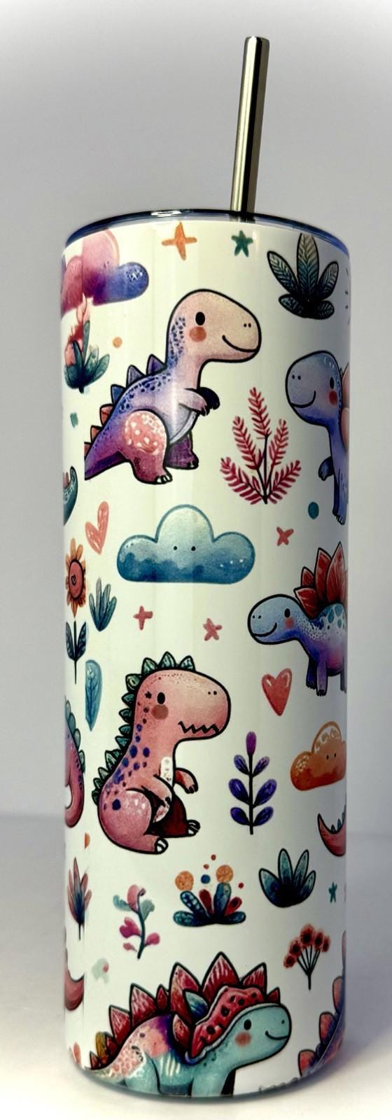 20 oz Dino Stainless Steel Tumbler with Lid, Straw