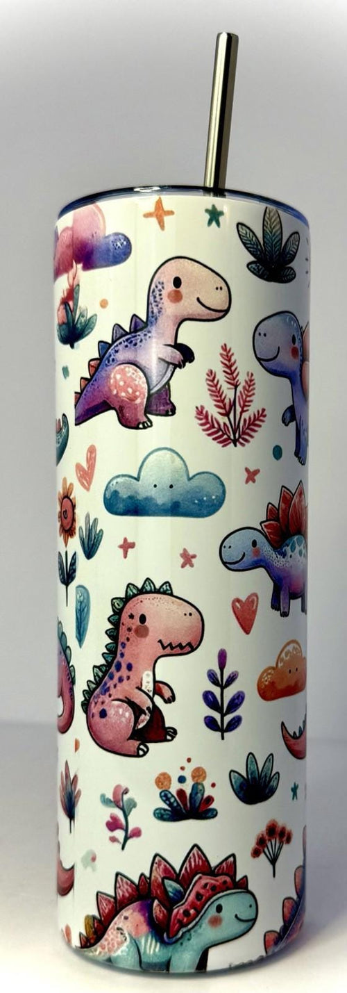 20 oz Dino Stainless Steel Tumbler with Lid, Straw