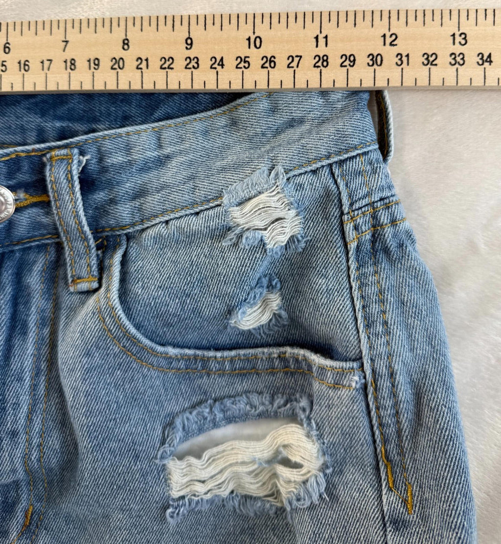Shein Womens Size 26 Distressed Denim Jean Shorts Mid Rise