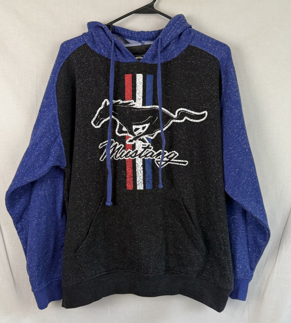 Ford Mustang Hoodie Mens Large Official Lic. - Muscle Car - Blue and Gray