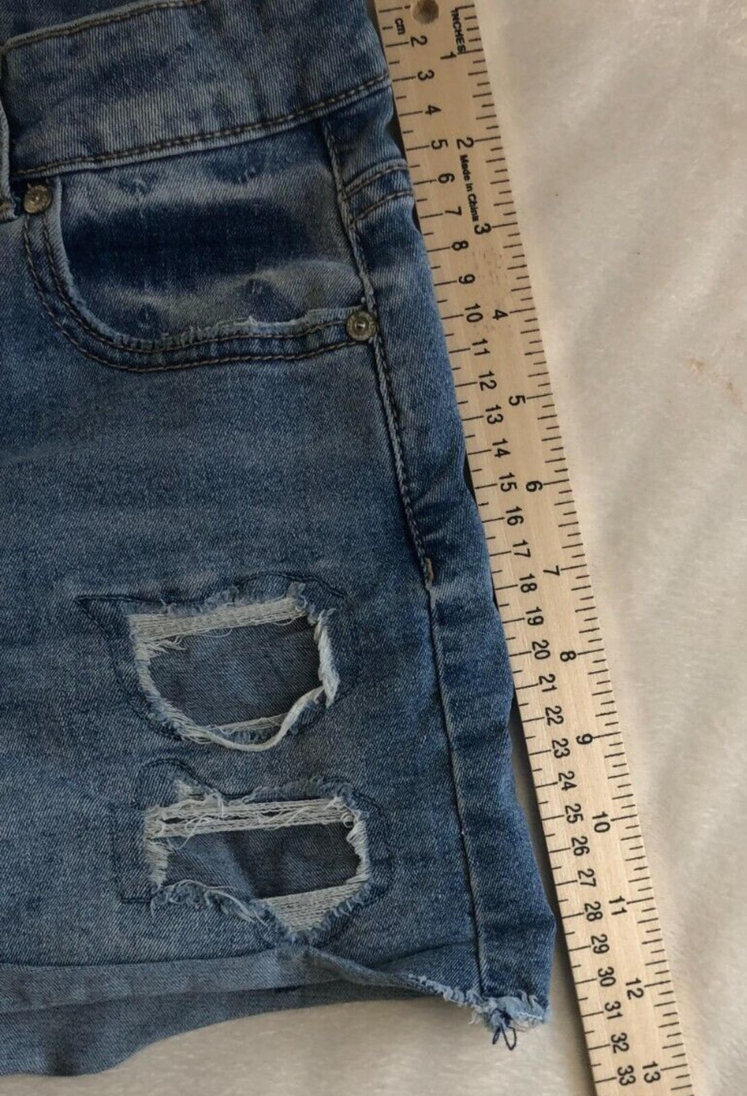 Jordache Shorts Girls Sz 16 Blue Denim Cut Off Medium Wash Distressed