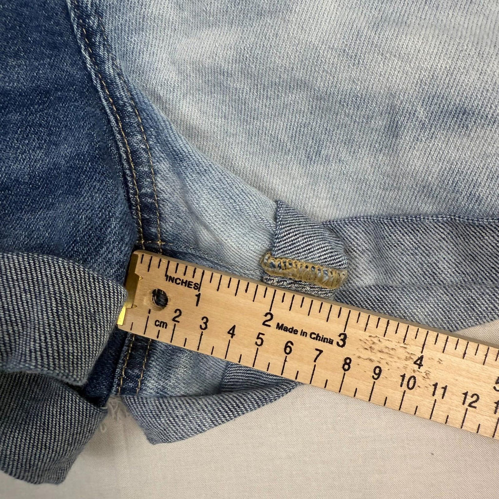 American Eagle Womens Shorts Sz 8 Blue Distressed Cuffed Mom Stretch 2 Tone