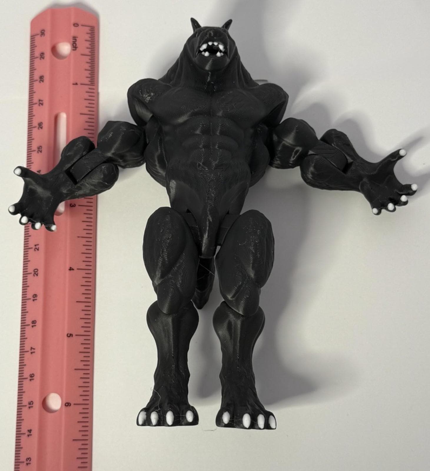 3D Printed Werewolf ~ PLA ~ Black ~ Movable Arms and Legs ~ 6 Inch