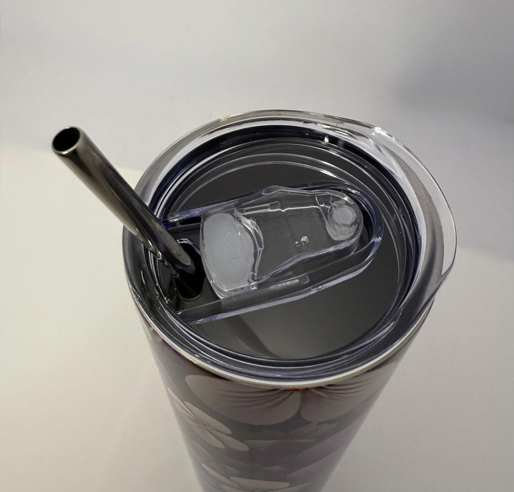20 oz African Violets Stainless Steel Tumbler with Lid, Straw