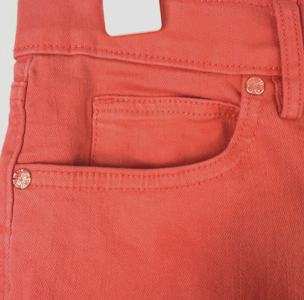 Lilly Pulitzer Womens Jeans Sz 10 Coral Pink Straight Cotton Stretch Skinny