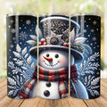 20 oz Snowman Stainless Steel Tumbler with Lid, Straw