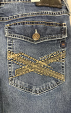 Rock & Republic Neil Straight Mens Sz 34x34 Dark Wash Jeans Stretch Flap Pockets
