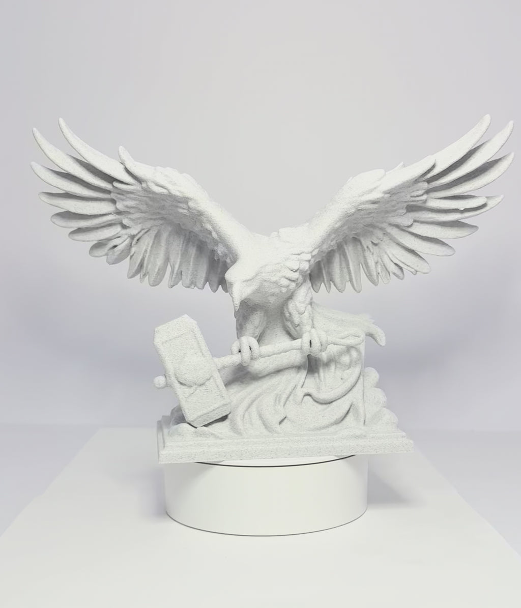 3D Printed Eagle and Mjolnir - Stone Looking PLA