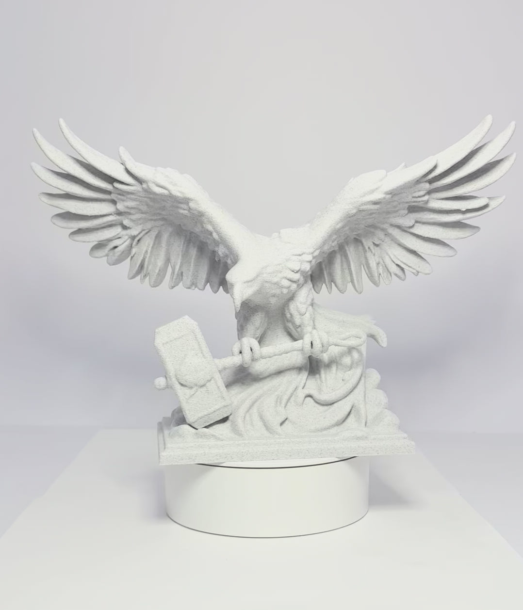 3D Printed Eagle and Mjolnir - Stone Looking PLA