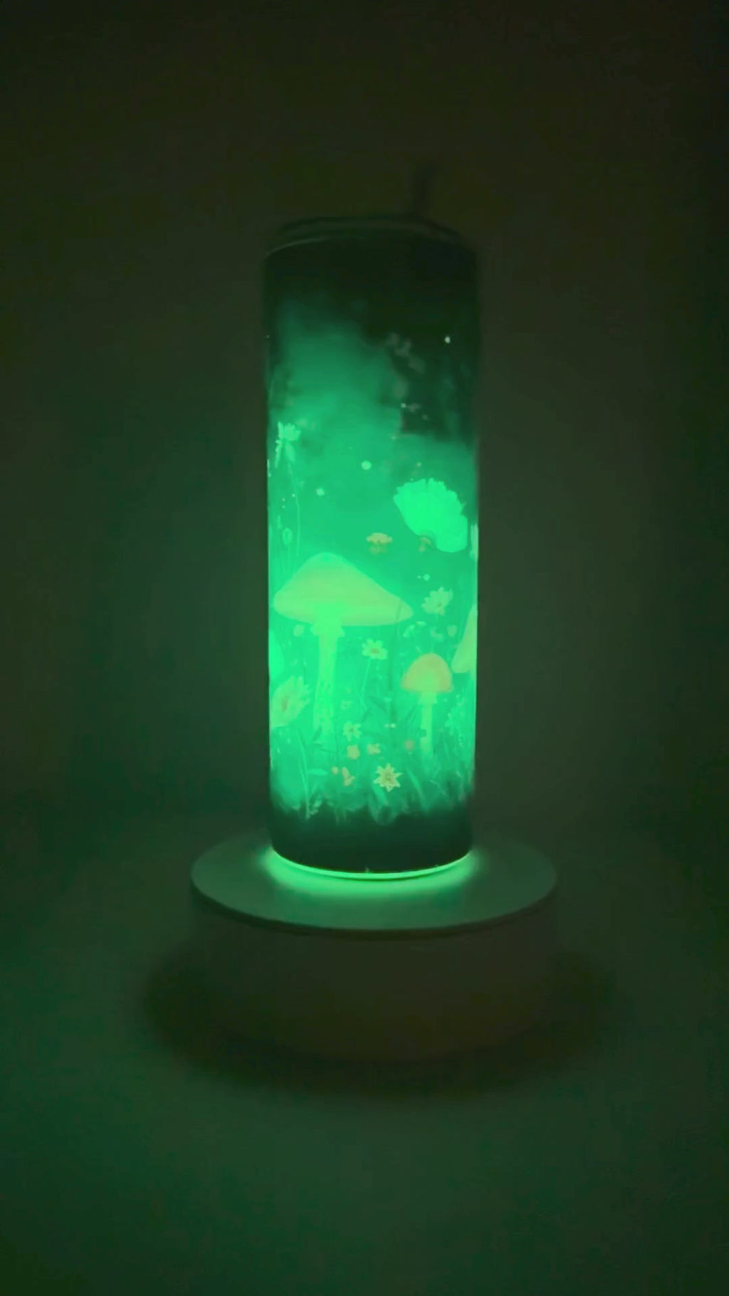 20 oz Fairy Mushrooms Glow in the Dark Stainless Steel Tumbler with Lid, Straw