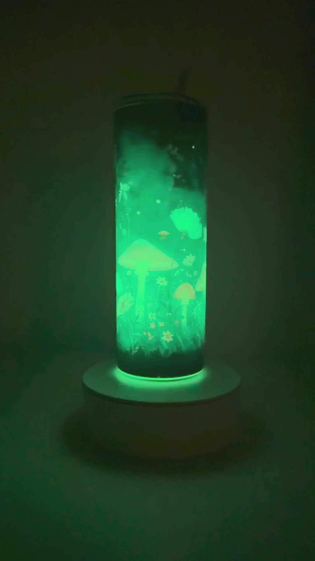 20 oz Fairy Mushrooms Glow in the Dark Stainless Steel Tumbler with Lid, Straw